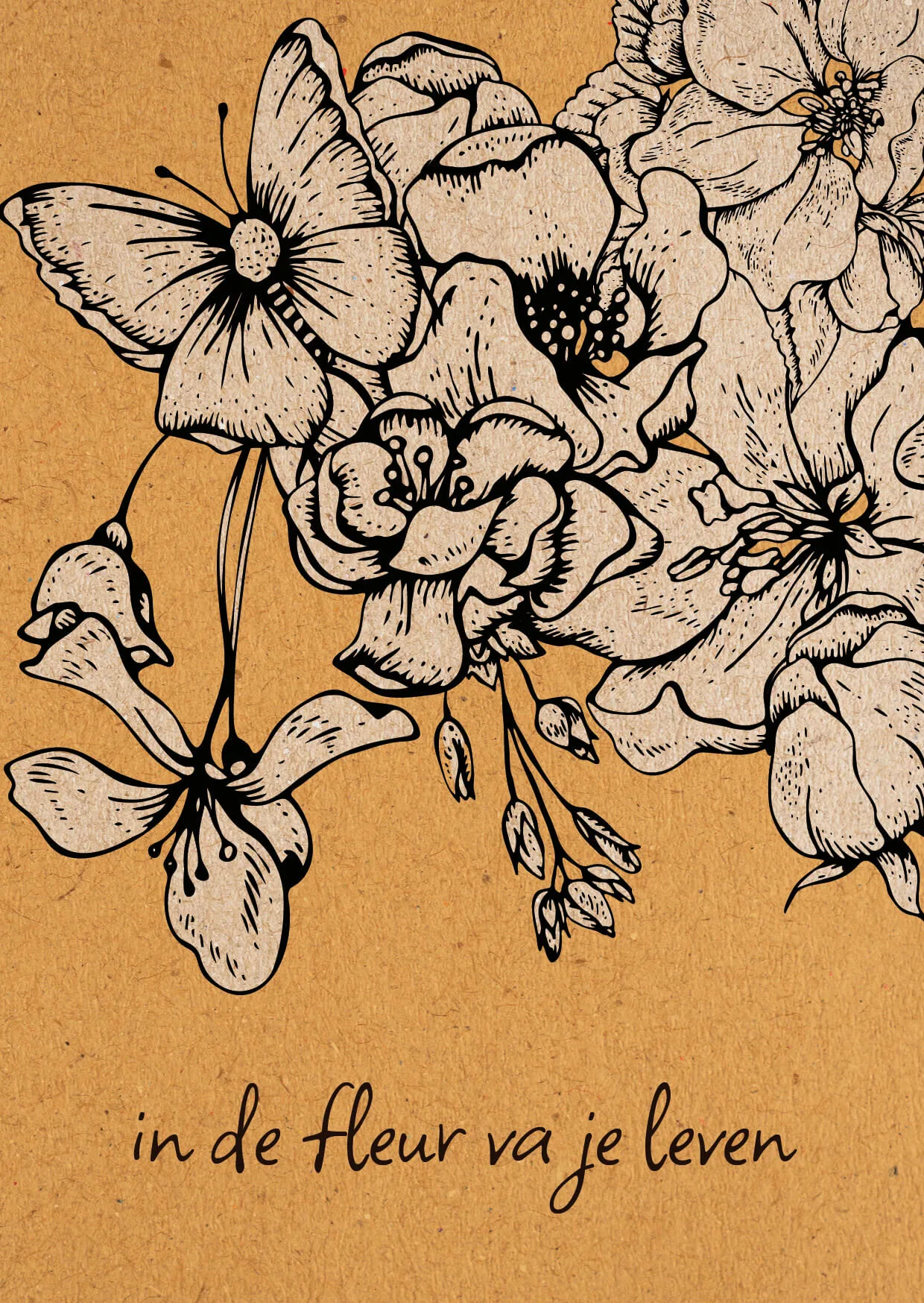 Wenskaart - in de fleur va je leven