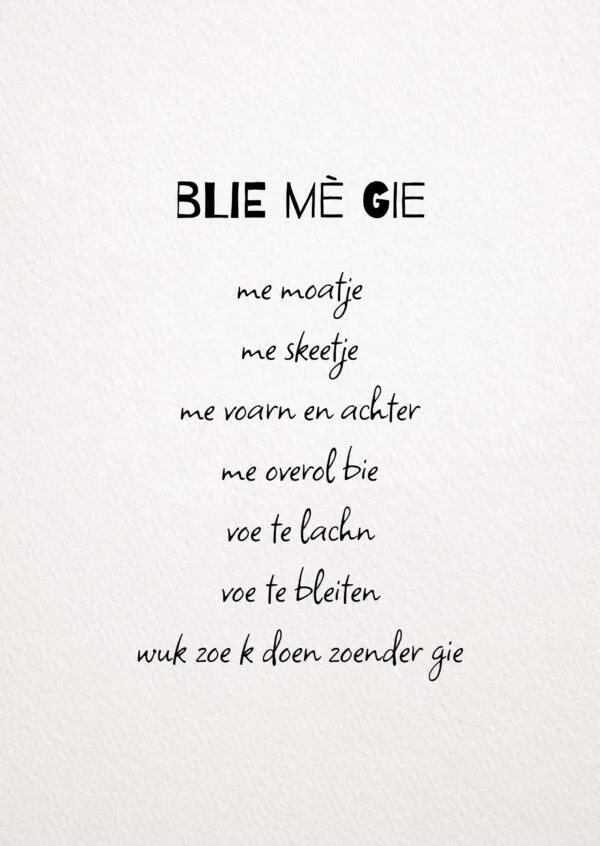 Wenskaart - me overol bie